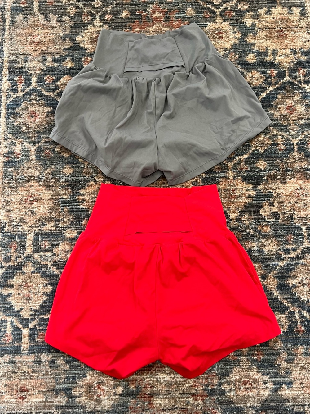 High-Waist Pull-On Women’s Shorts - Gray & Red